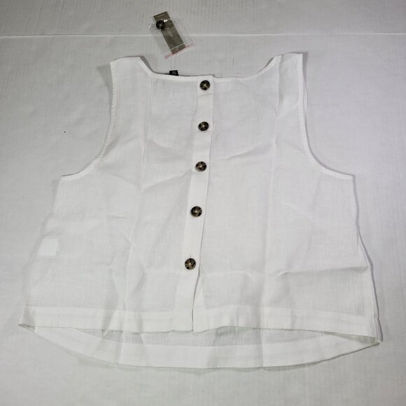 J.Crew Women White Mindy Saffron Linen Button-Back Lightweight Tank Top Size S - Picture 6 of 6